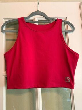Buffbunny Collection Raspberry Red Cropped Athletic Tank Top